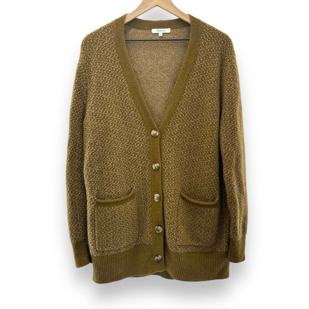 Madewell-Oversized-Cardigan-Bird's Eye Maysfield Sweater-Weathered Olive-Small